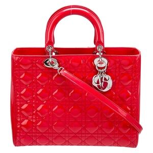 CHRISTIAN DIOR Patent Cannage Large Lady Dior